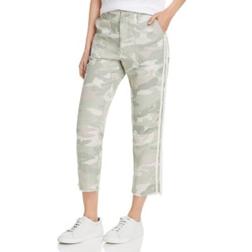 MOTHER The Shaker‎ Chop Crop Fray Jeans Desert Print Camo, Size 25